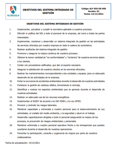 Objetivo Integrado de Gestión